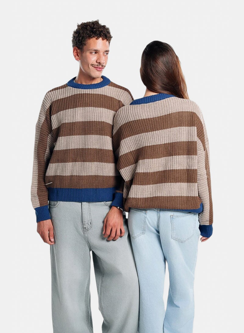 In Your Shoe Choco and Beige Balloon Knitwear Pullover - Image 1